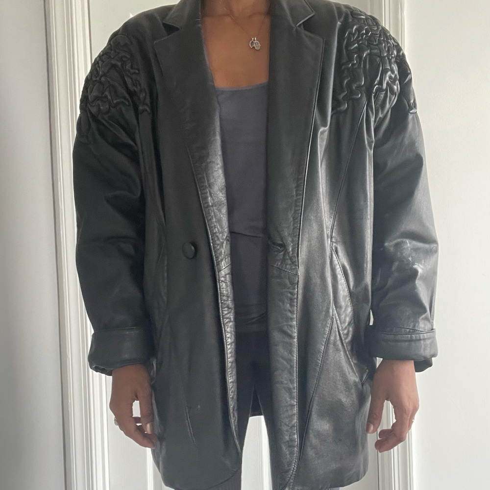 Vintage Embroidered Leather Jacket